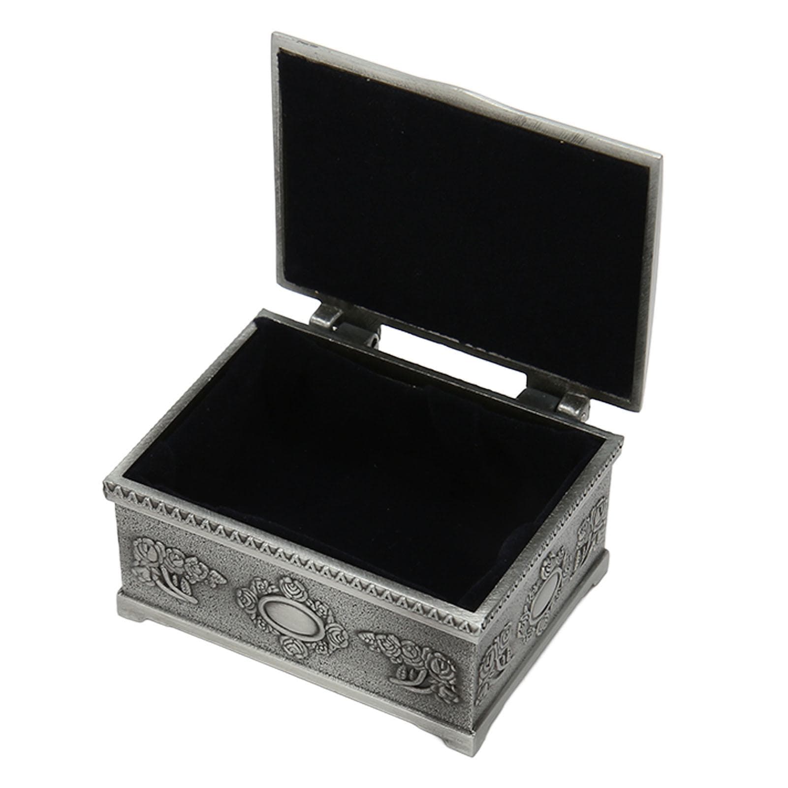 Vintage Jewelry Box Rustproof Fade Resistant Zinc Alloy Soft Velvet Decorative Treasure Trinket