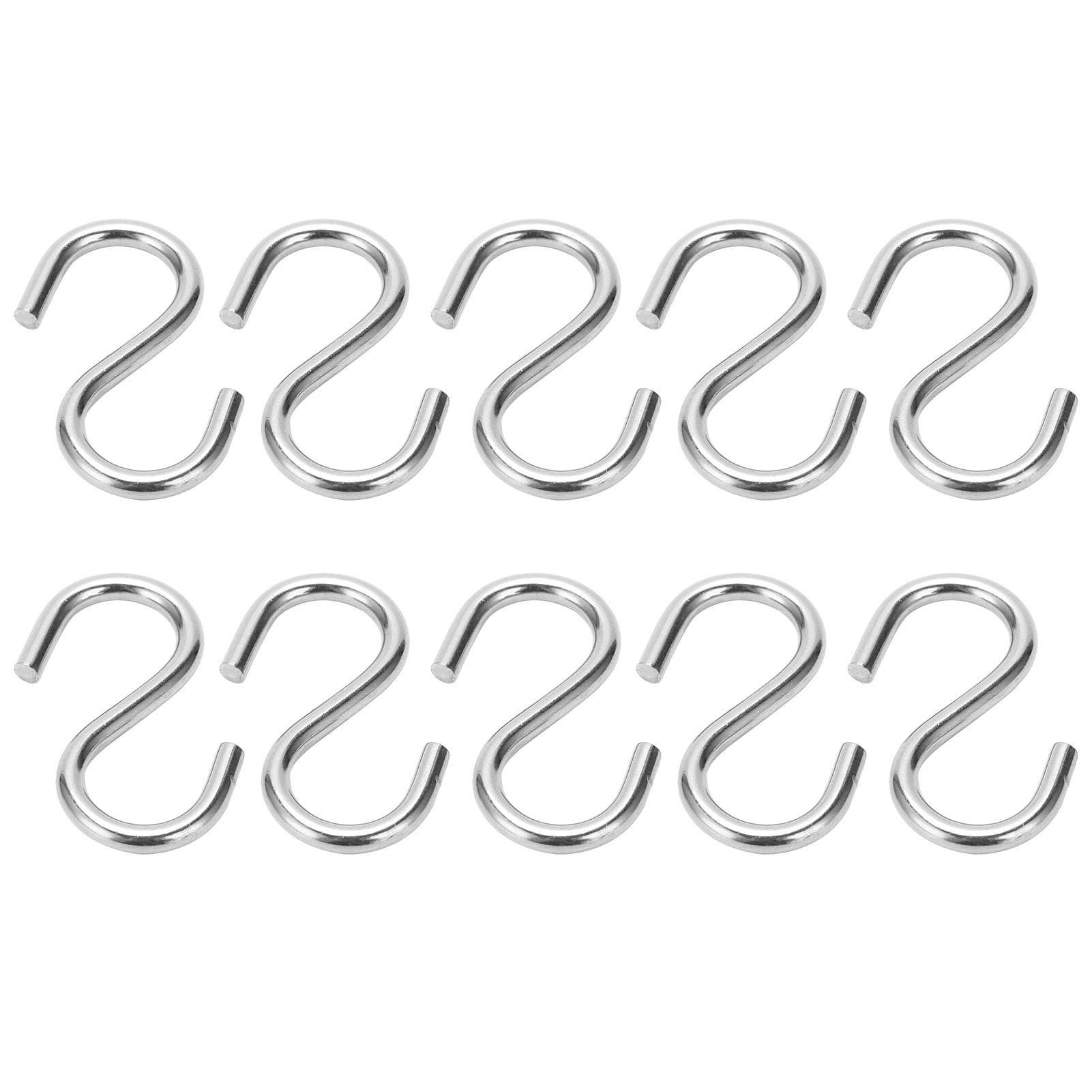 10Pcs S Hooks Portable 304 Stainless Steel Metal Hanging Holder Organizer for Key Towel M4