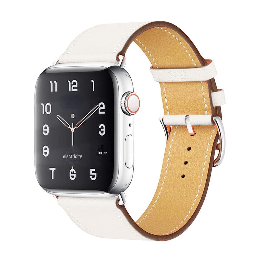 Compatible Hermes Style Leather Strap for Apple Watch 8/7/6/5/4/SE - Contrast Color Cross Pattern 38mm/40mm/41mm