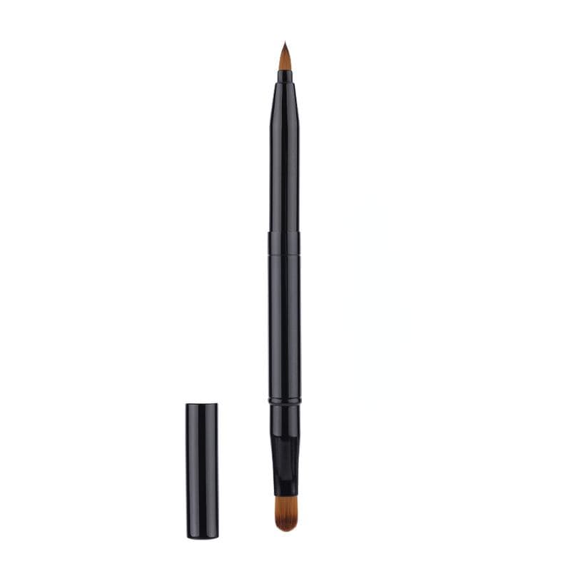 Retractable Lip Makeup Brush Lipstick Lip Gloss Brush Telescopic Dual Use Lip Eyeshadow Brush Beauty Tool With Protect Cap black