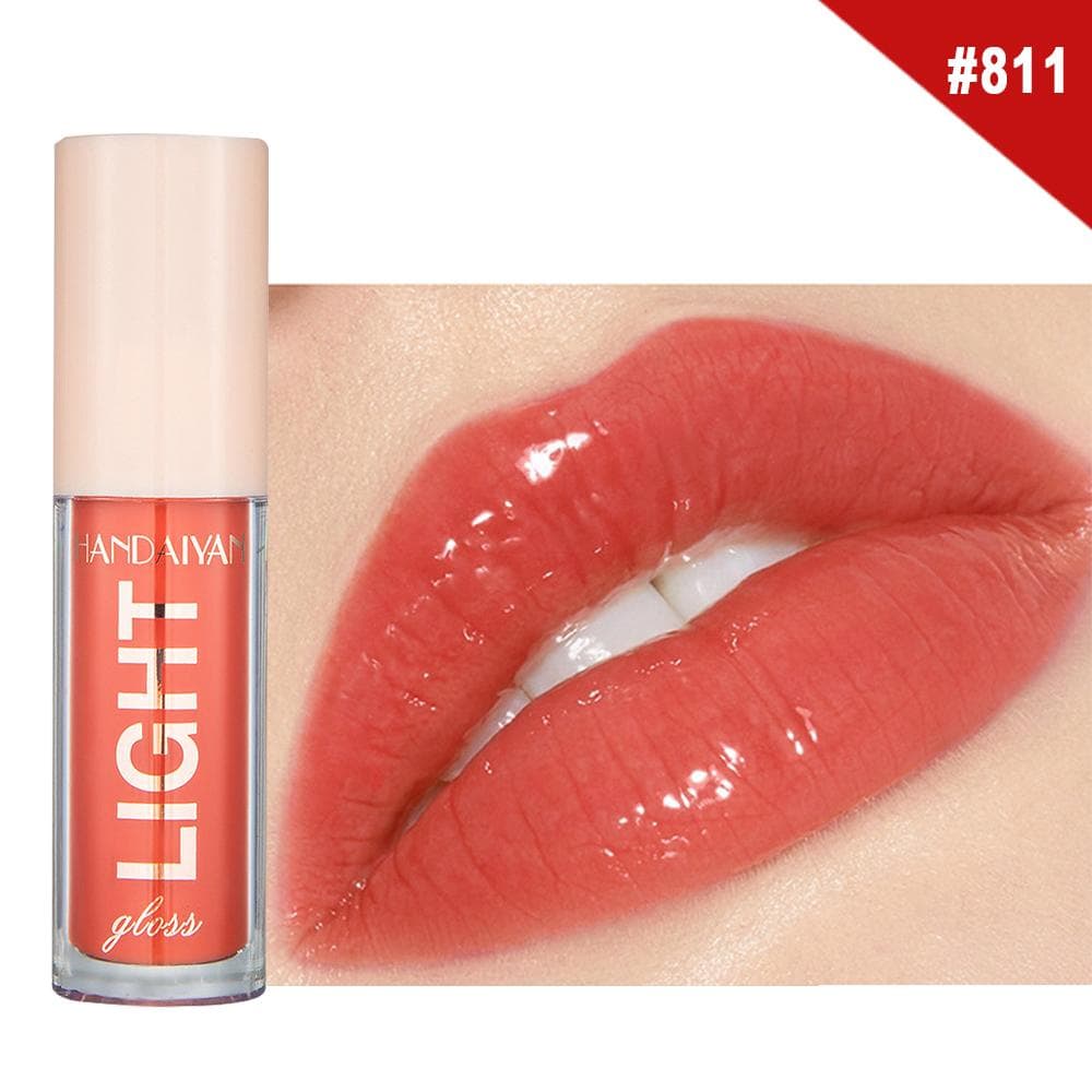 Mirror Glossy Water Gloss Liquid Lip Glaze Lacquered Glass Lip Gloss 12 Colors Oily Moisturizing Pearlescent Lip Gloss for Plump Lips 811