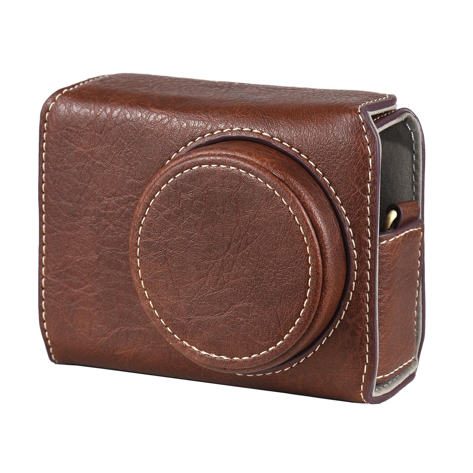 Portable Camera Case Synthetic Leather Camera Carry Bag with Shoulder Strap Replacement for Ricoh coffee