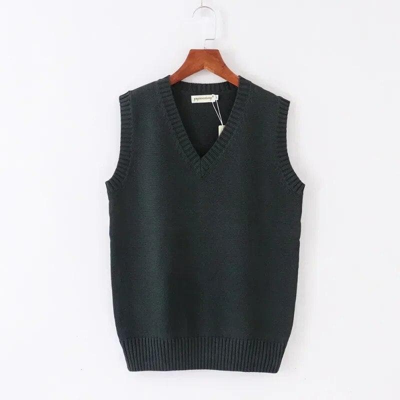 Solid Knitted Sweater Vest Women Fashion V-neck Office Lady Knitwears Autumn And Winter Sleeveless Women Vests Sweaters 29875 XXL tortoise