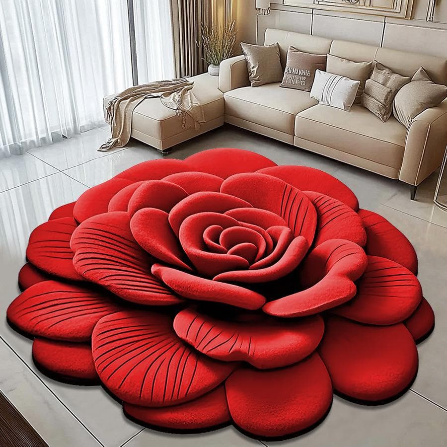 3D Visual Effect Peony Flower Floor Mat Home Living Room Carpet Dirt Resistant Easy To Maintain Absorbent Anti Slip Mat 200 * 200cm