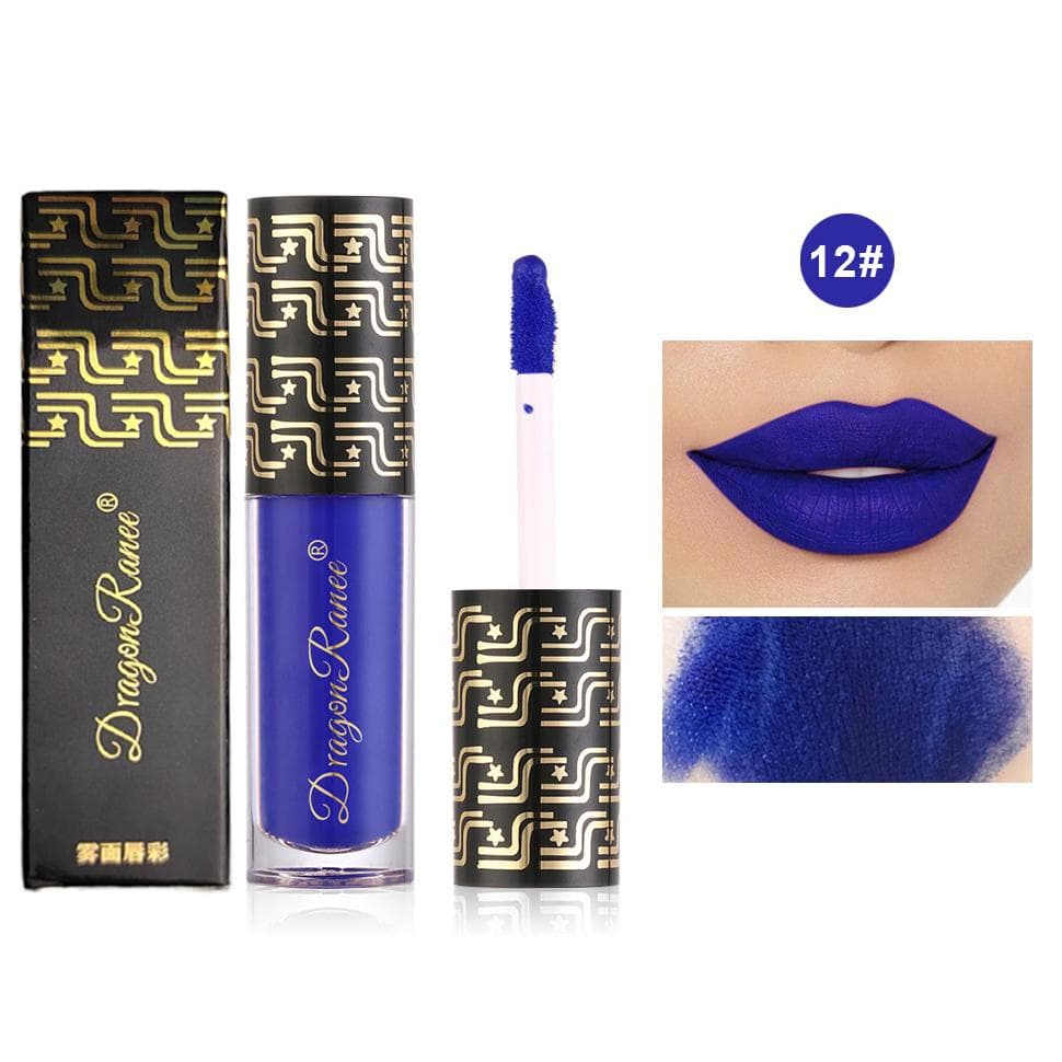 Ryukin Matte Liquid Lipstick Makeup Lip Glaze Moisturizing Waterproof Durable Lip Mud Non-stick Cup Rose Red Lip Gloss Makeup 12