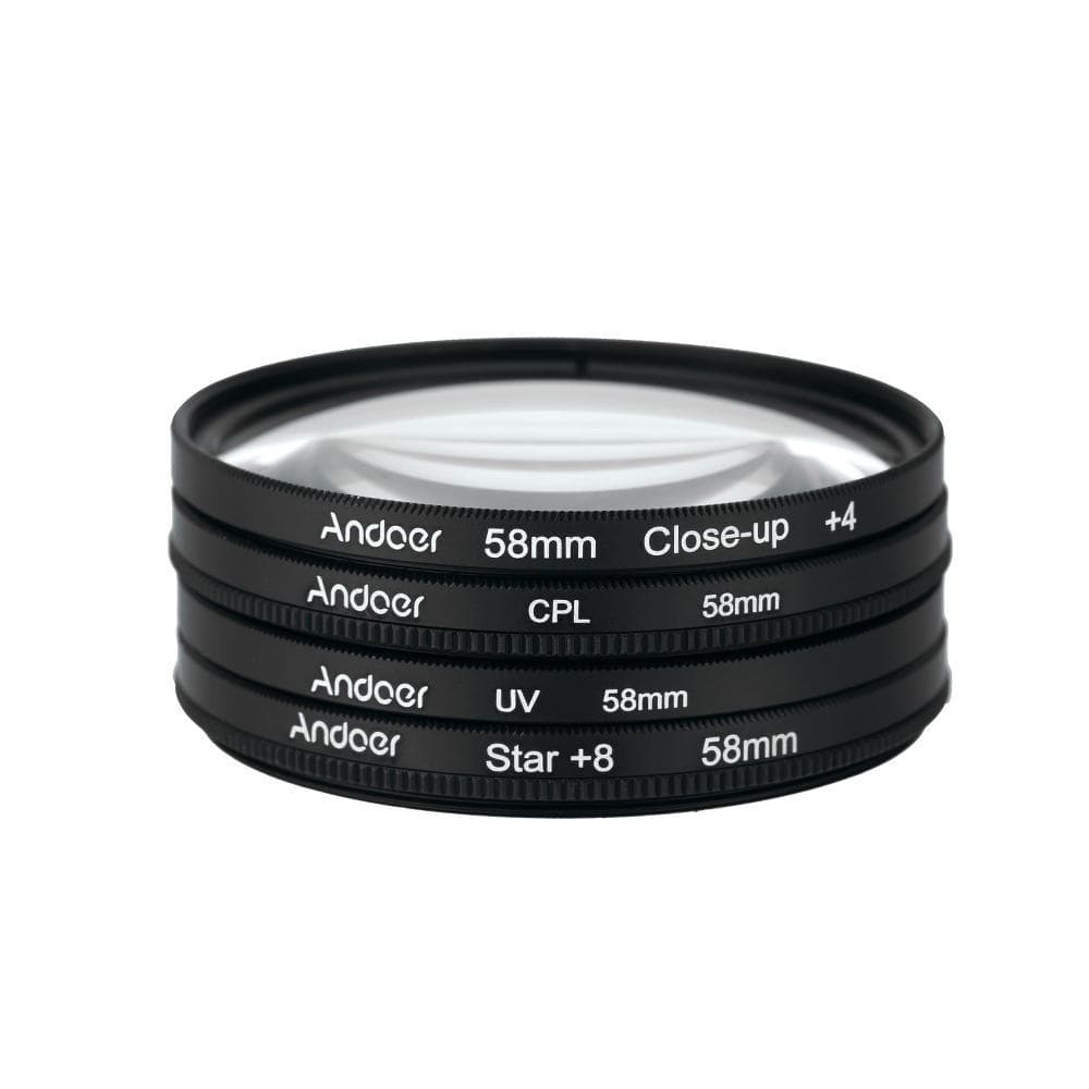 58mm UV+CPL+Close-Up+4 +Star 8-Point Filter Circular Filter Kit Circular Polarizer Filter 58 mm