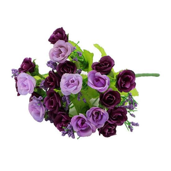 1 Bouquet 21 Heads Artificial Fake Rose Flower Wedding Party Home Decoration purple