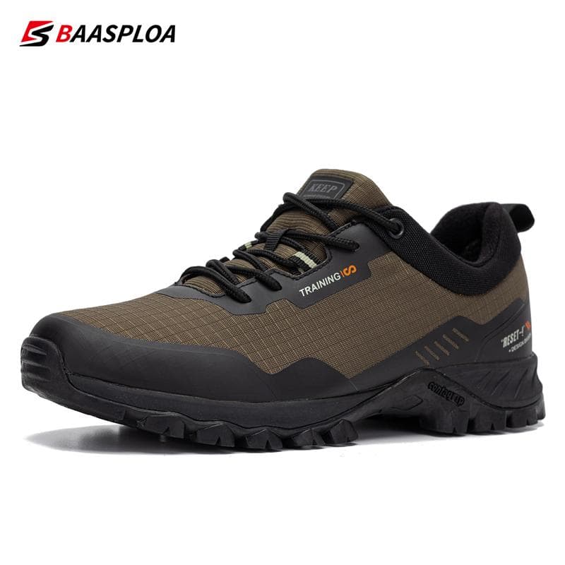 Baasploa Man Non-slip Sneakers Wear-Resistant Hiking Shoes Men Outdoor Waterproof Sneaker Light Male Walking Shoes 42 brown