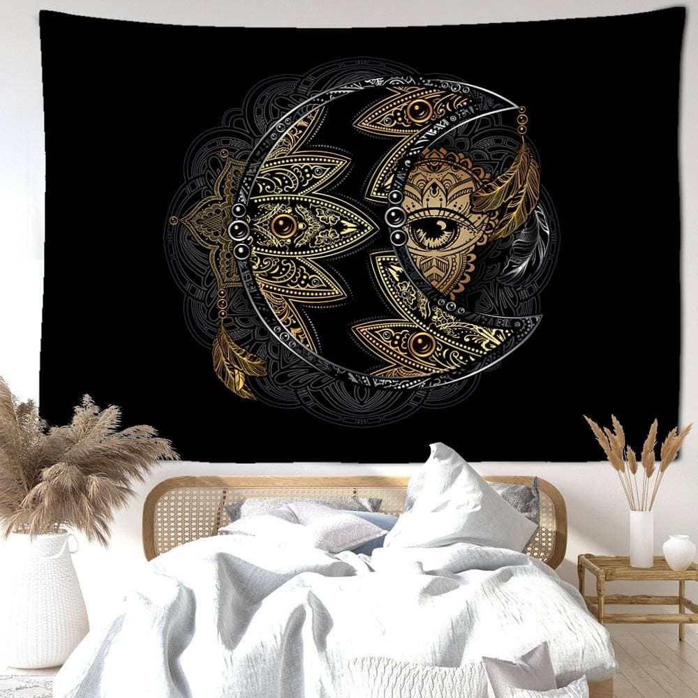 Eye Of The Moon Tapestry Wall Hanging Abstract Mysterious Art Witchcraft Bohemian Hippie Tapitz Bedroom Home Decor 95x73CM