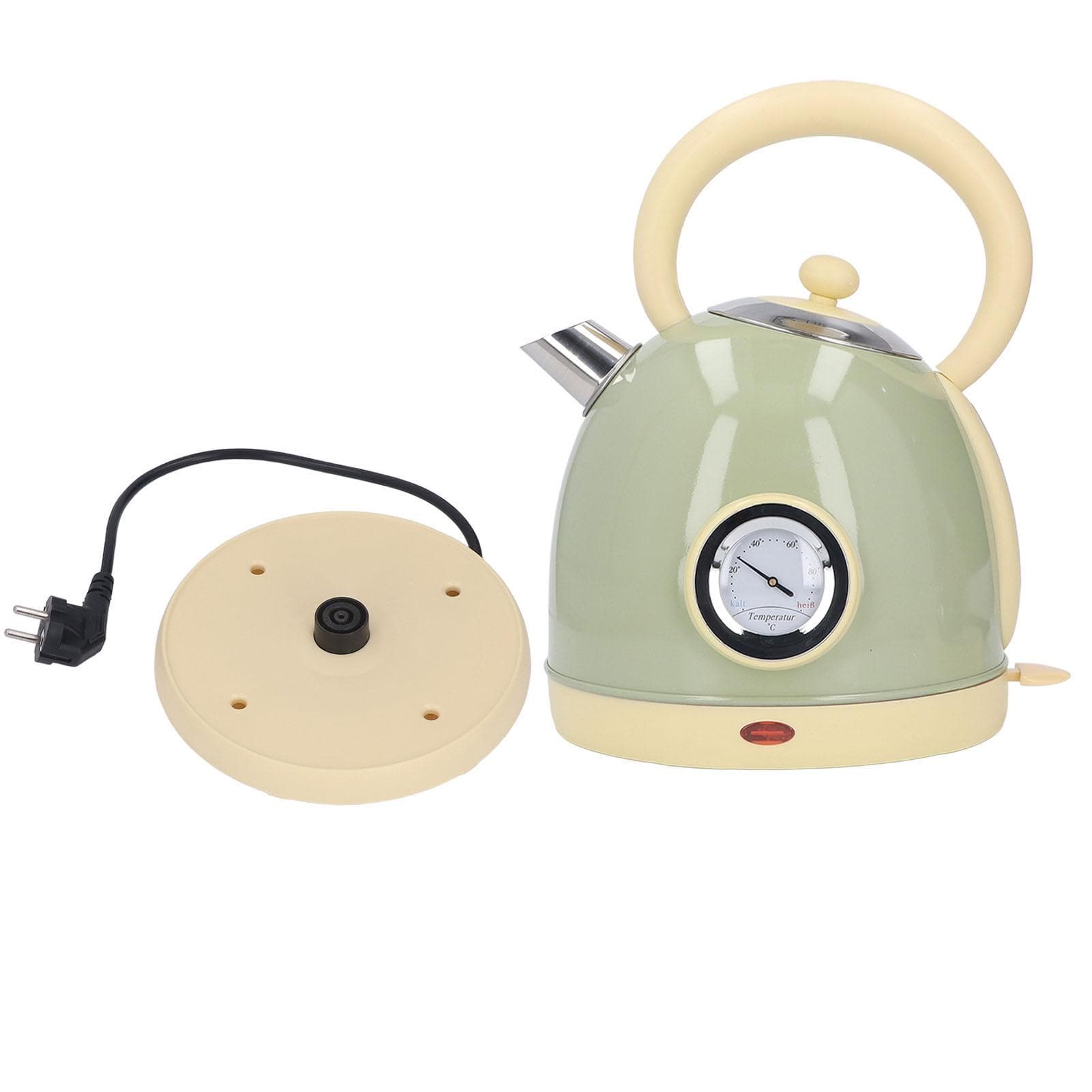 Sphere Electric Water Kettle with Thermometer Small Easy Handle Boiling Teakettle L green