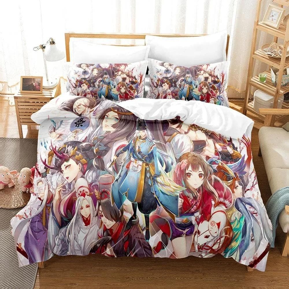 3D Printing Game Kawaii Girls Onmyoji Bedding Set Single Twin Full Queen King Size Bed Set Adult Kid Bedroom Duvet cover Sets 70x133cm 2pcs