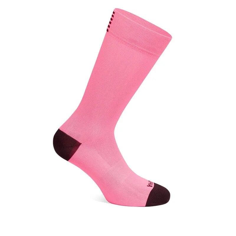 1 Pair Mid-Calf Athletic Socks For Cycling Running Sweat-absorbing Breathable Sports Socks For Men Women pink