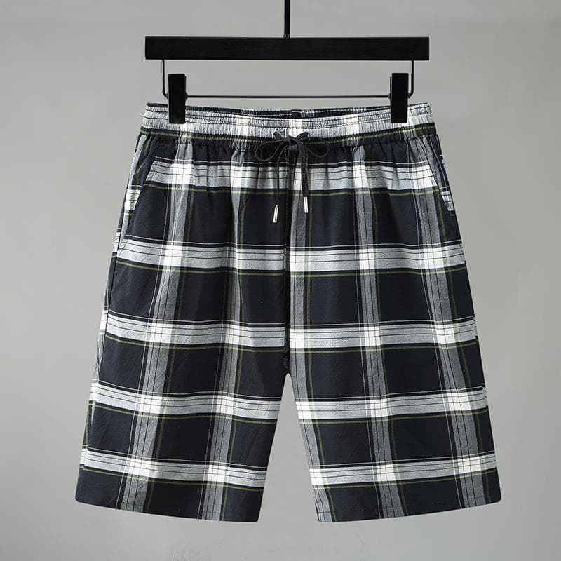 Summer Oversize Shorts for Men Fashion Plus Size 4XL-11XL Elastic Waist Casual Plaid Shorts 7XL black