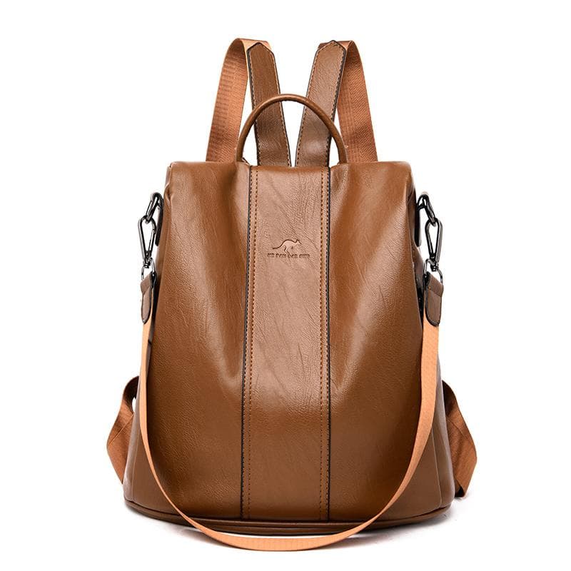 Anti-theft leather backpack women vintage shoulder bag ladies high capacity travel backpack school bags girls brown