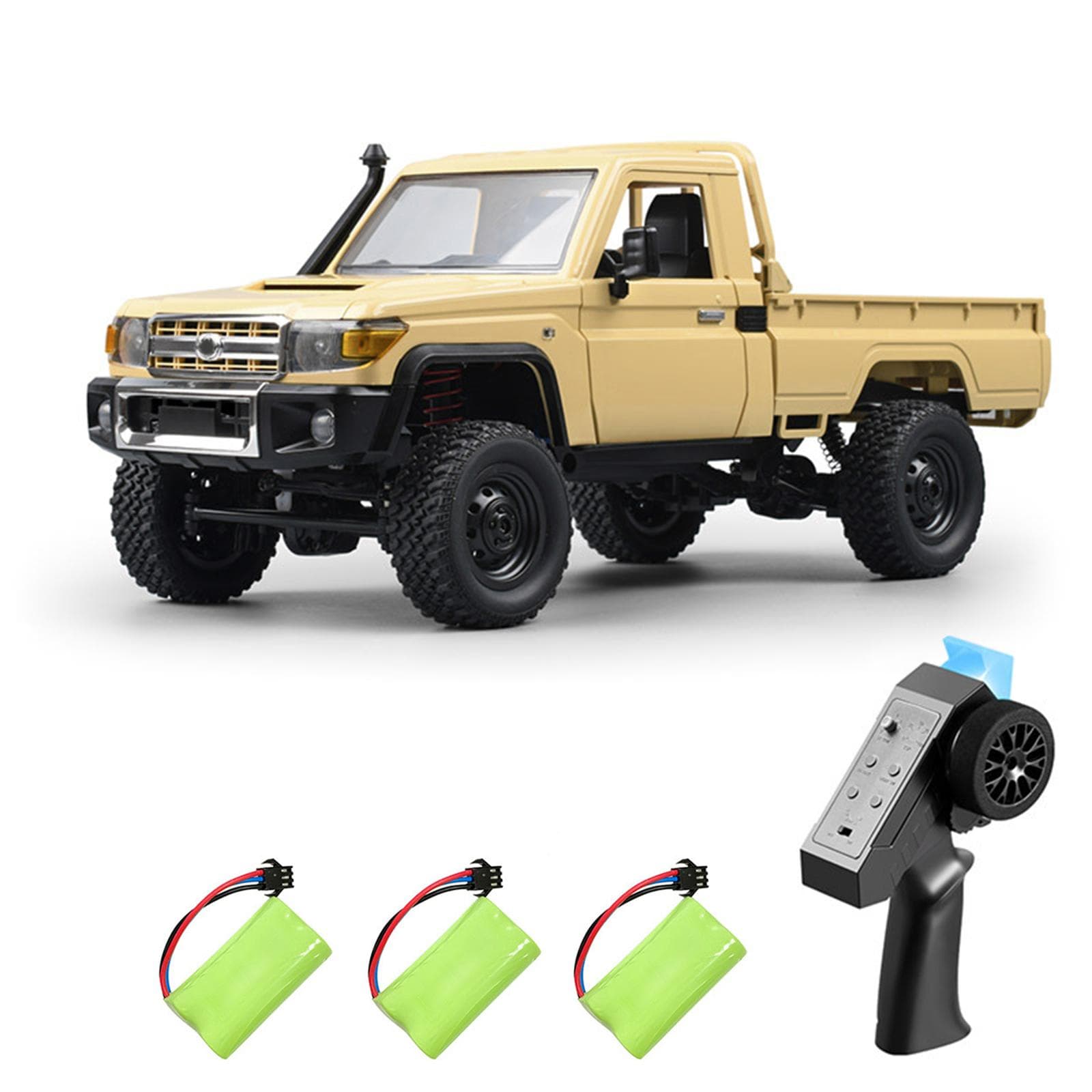 Remote Control Crawler, 1:12 Scale Remote Control Pickup for Kids Adults 2.4Ghz Rechargeable Remote 3 Battery yellow