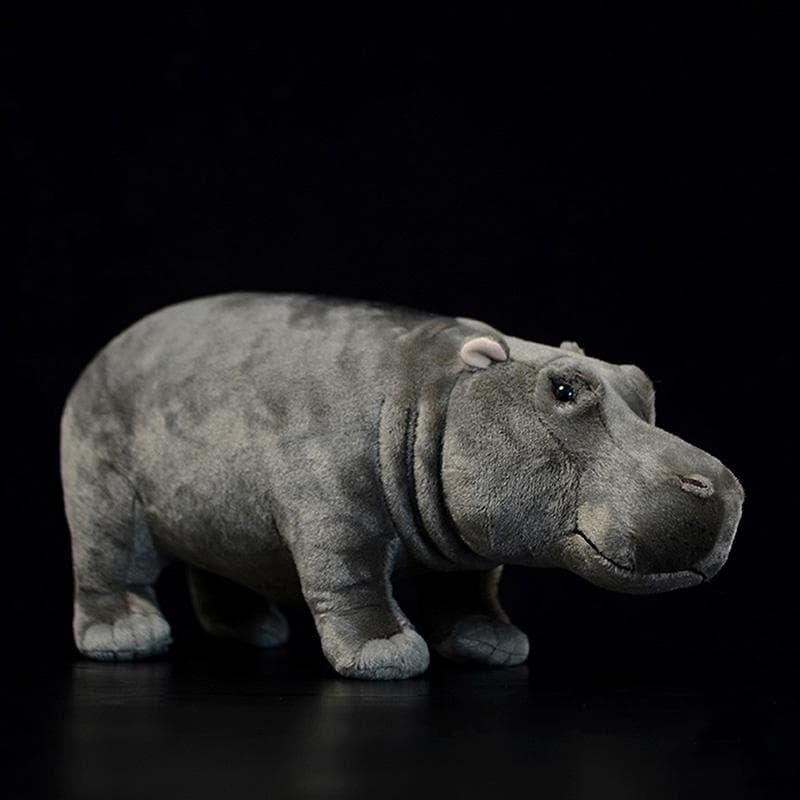 Cute Lifelike High Soft Standing Hippo Stuffed Animal Toys Real Life Hippopotamus Plush Doll Birthday Gift for Kids 1pcs grey
