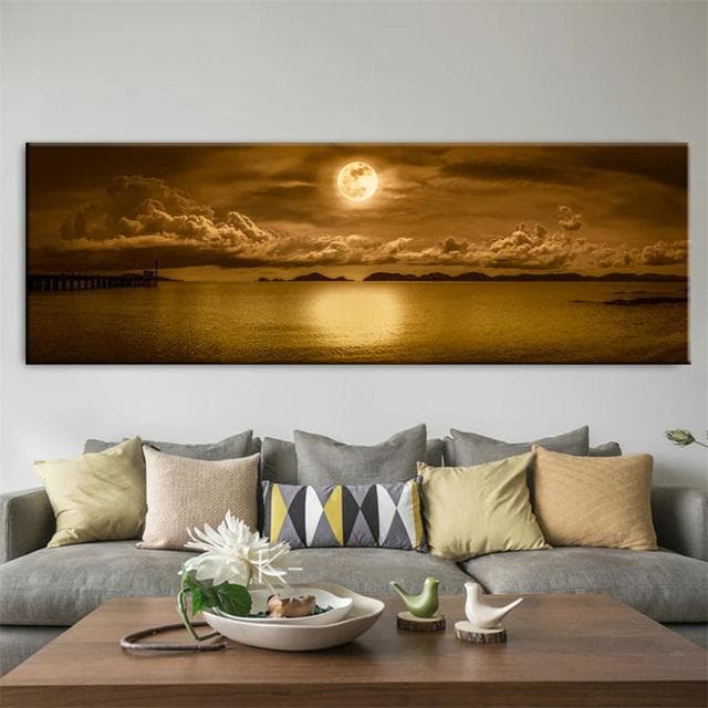 Seascape Panorama Blue Sky Cloud Canvas Painting Landscape Posters and Prints Wall Art Pictures Living Room Home Decor No Frame 50cm×150cm NoFrame