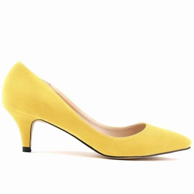 Spring and Autumn Women Shoes High Heels Solid Color Breathable Non Slip Sole Latex Insole Work Wedding Shoes shoe 42 yellow