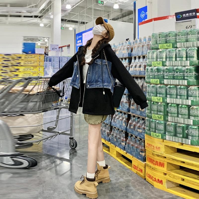 Denim Jacket for Women Spring and Autumn New Style Salt Style Light and Mature Feeling Super Nice Retro College Style Sweatshirt XL