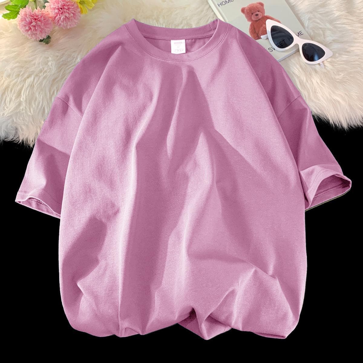 Unisex Heavyweight Pure Cotton White & Black T-Shirt, Large Size, Round Neck, Short Sleeve, Solid Color, Loose Fit. 4XL
