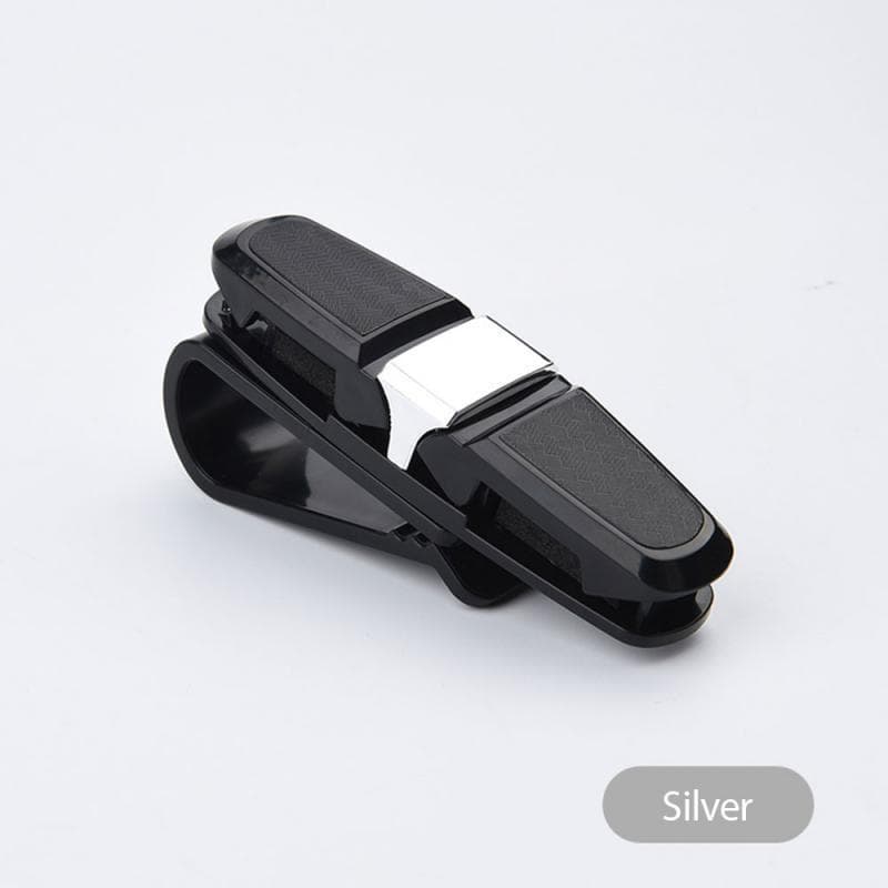 1PCS Carbon Fiber Car Glasses Clip Creative Versatility Car Sun Visor Glasses Holder Ticket Clip Auto Accessories silver
