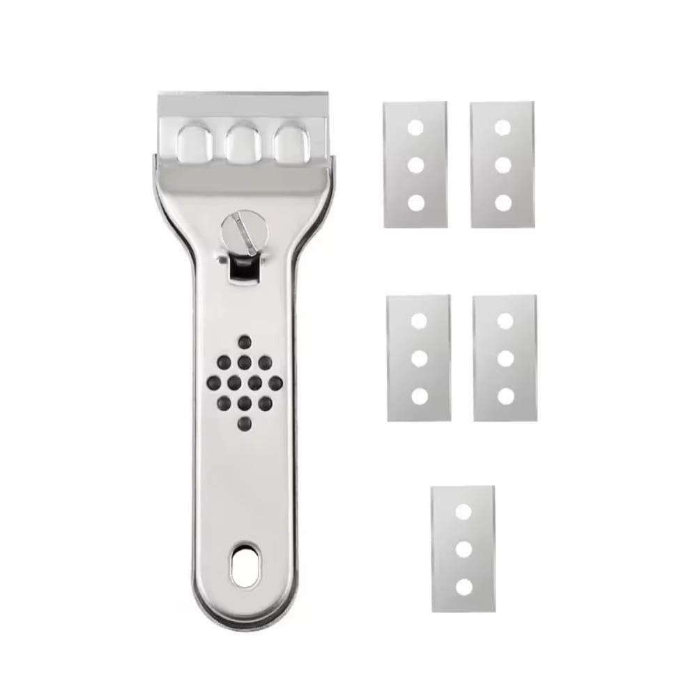 Stainless Steel Cleaning Scraper Blade Glass Kitchen Ceramic Tile Decontamination Scraper Wall Floor Paint Scraper Tool Knife 1PC and 5 blades