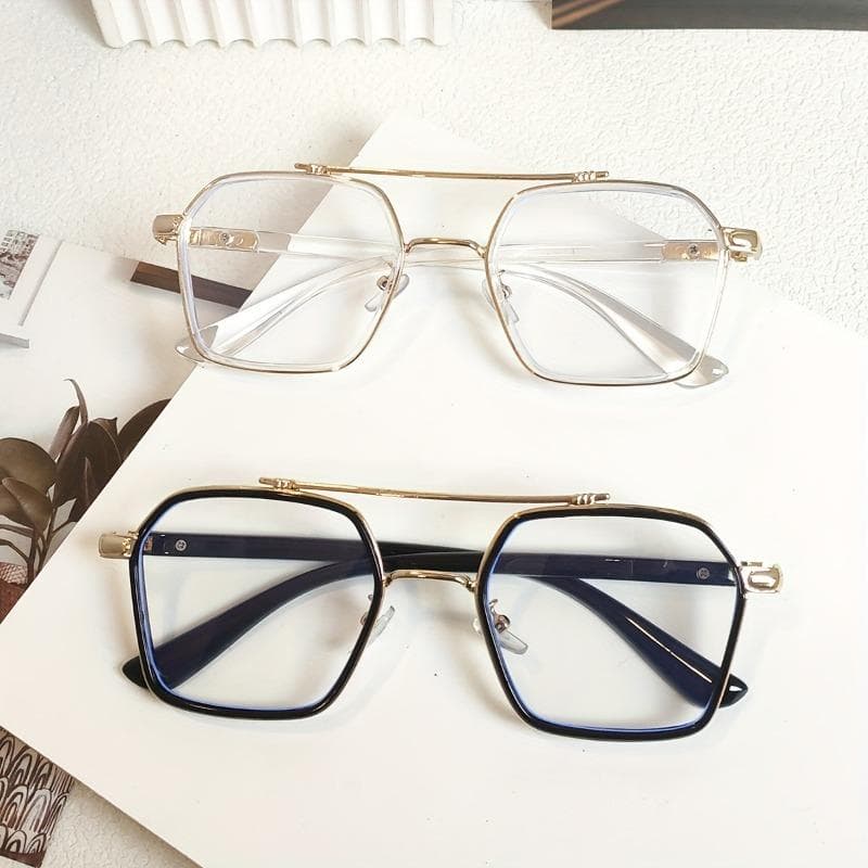 2-Pack Men's Pilot Glasses Frames Retro Square Design Unisex Style for Everyday Use Stylish Eyewear