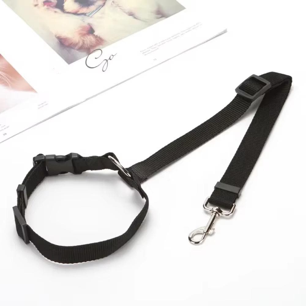Solid Color Two-in-one Pet Car Seat Belt Nylon Lead Leash Backseat Safety Belt Adjustable Dogs Harness Collar Pet Accessories black