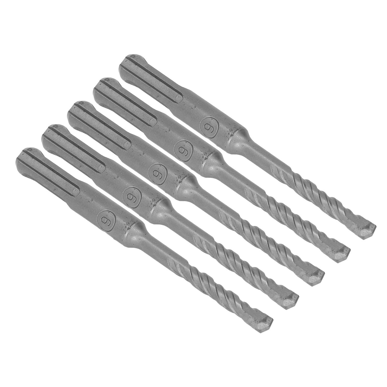 5Pcs Rotary Hammer Drill Bit Cemented Carbide Tip Spiral 2 Flutes Impact Drill Bit for Brick Stone