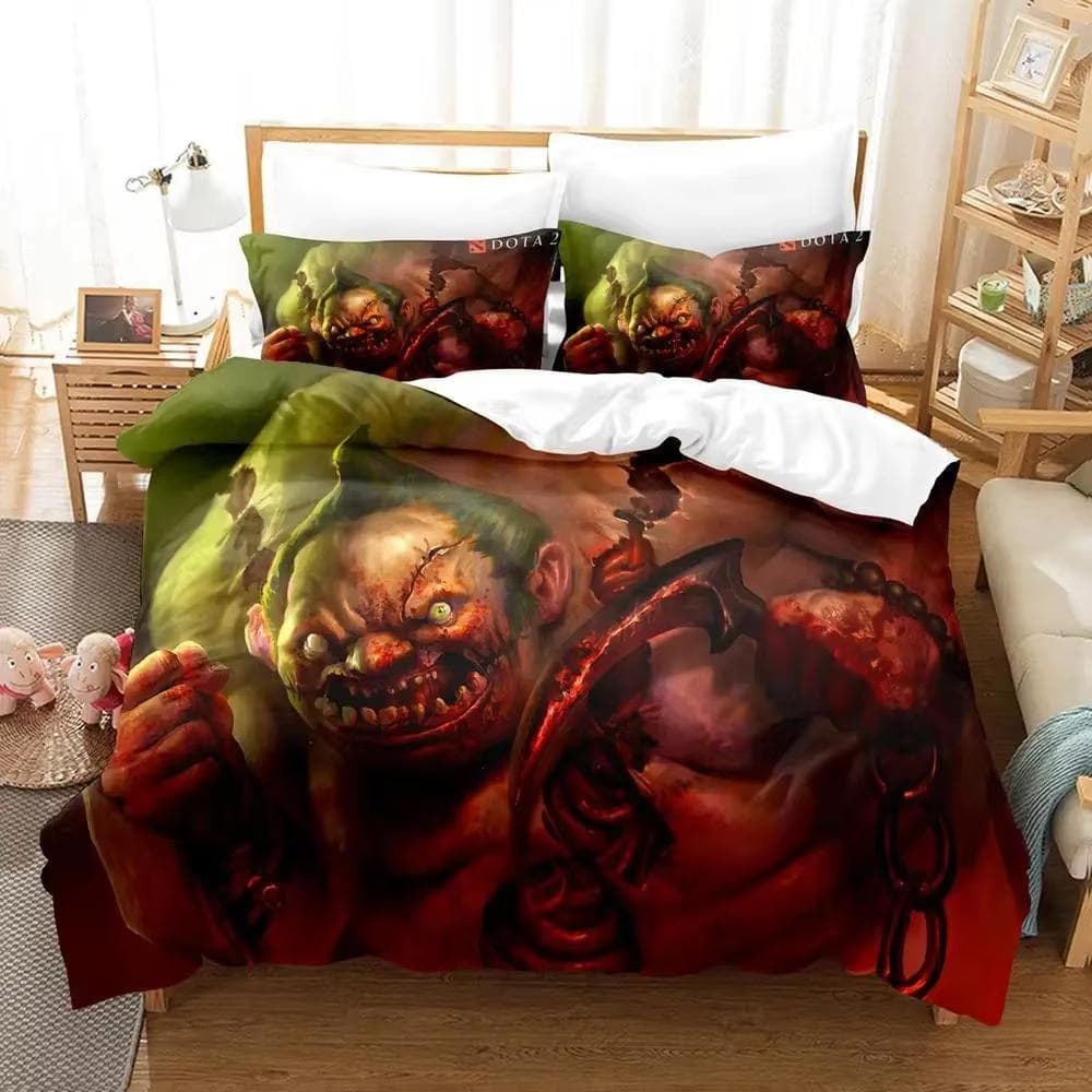 3d Print Game Dota 2 Bedding Set Single Double Queen King Size Duvet cover Anime Bedclothes for Adults Quilt Cover Pillowcase EU Single 135x200cm