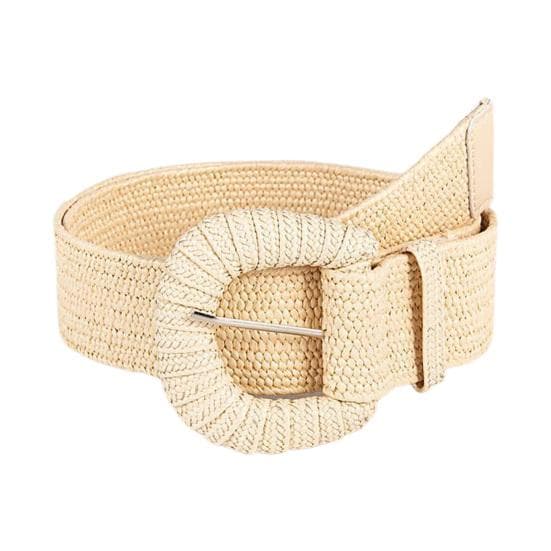 Straw Waist Belt Retro Bohemian Wide Handmade Pin Buckle Summer Women Pants Dress Belt Waistband Daily Use apricot