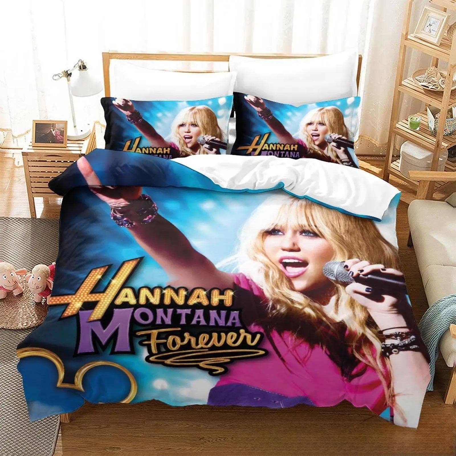 3D Print Hannah Montana All Season Duvet Cover Bedding Comforter sets Soft Quilt Cover and Pillowcases Single/Double/Queen/King 200x230cm 3pcs