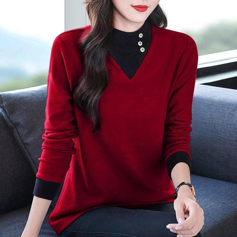 Developer Base Shirt for Women In Autumn and Winter New Style with Larger Size of 200 Catties Fake Two and A Half High Neck Thermal Inner Top 4XL