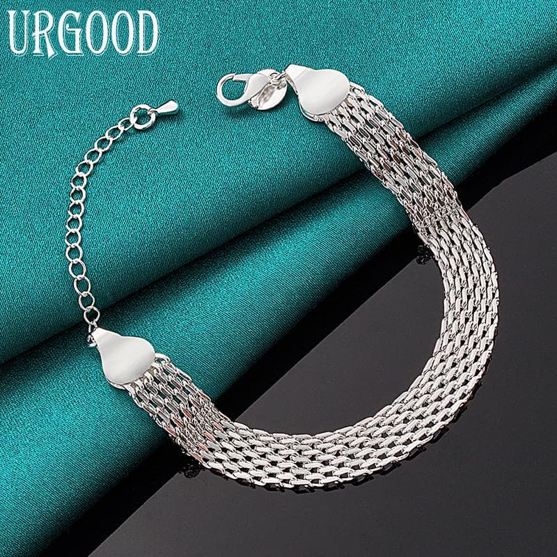 925 Sterling Silver 10mm Woven Bracelet Women's Party Gift Fashion Jewelry 20cm