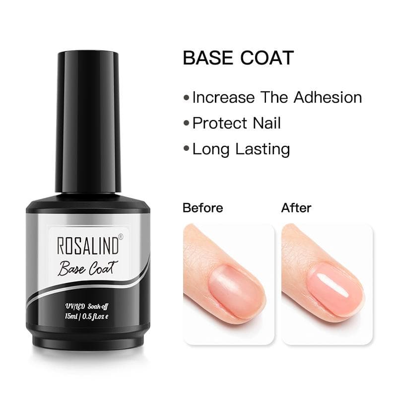 ROSALIND 15ml UV Nail Polish Gel Base Top Coat Gel Varnish Soak Off Gel Polish