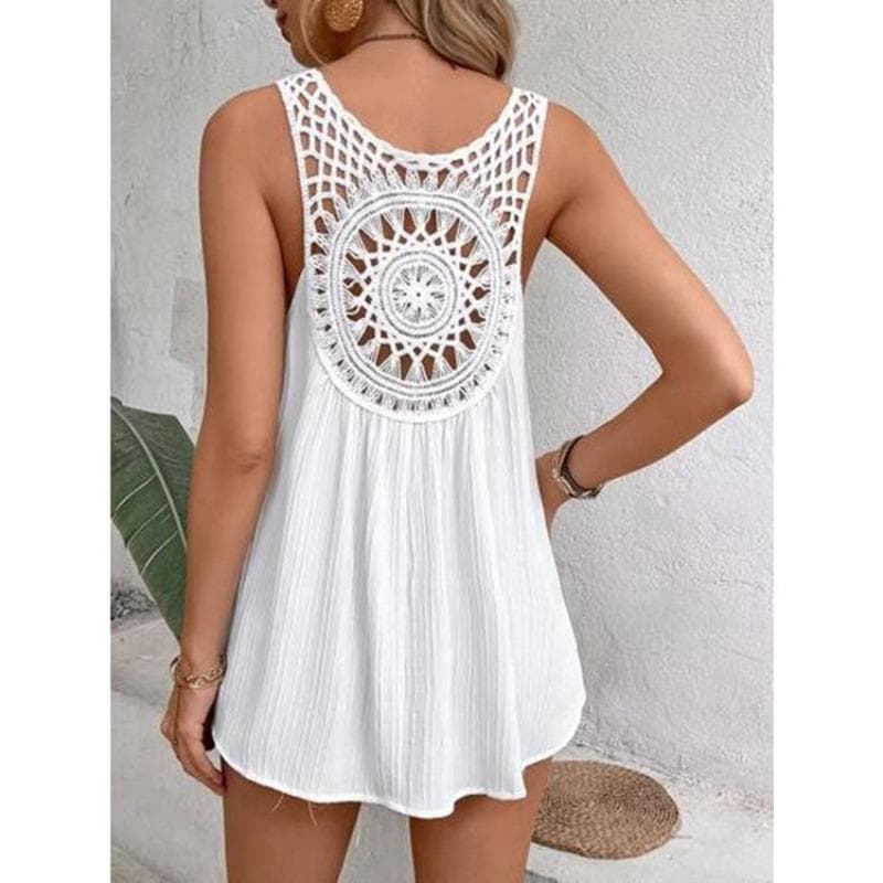 Plus Size Women's Summer V-neck Hollow Vest Sleeveless Sexy Halter Top XL