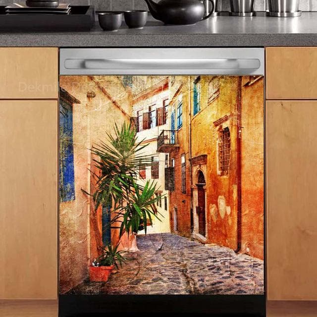 3D Retro Beer Dishwasher Refrigerator Internal Pattern Freeze Sticker Art Fridge Full Door Cover Wallpaper Kitchen Wall Stickers 60X82cm 23X32inch