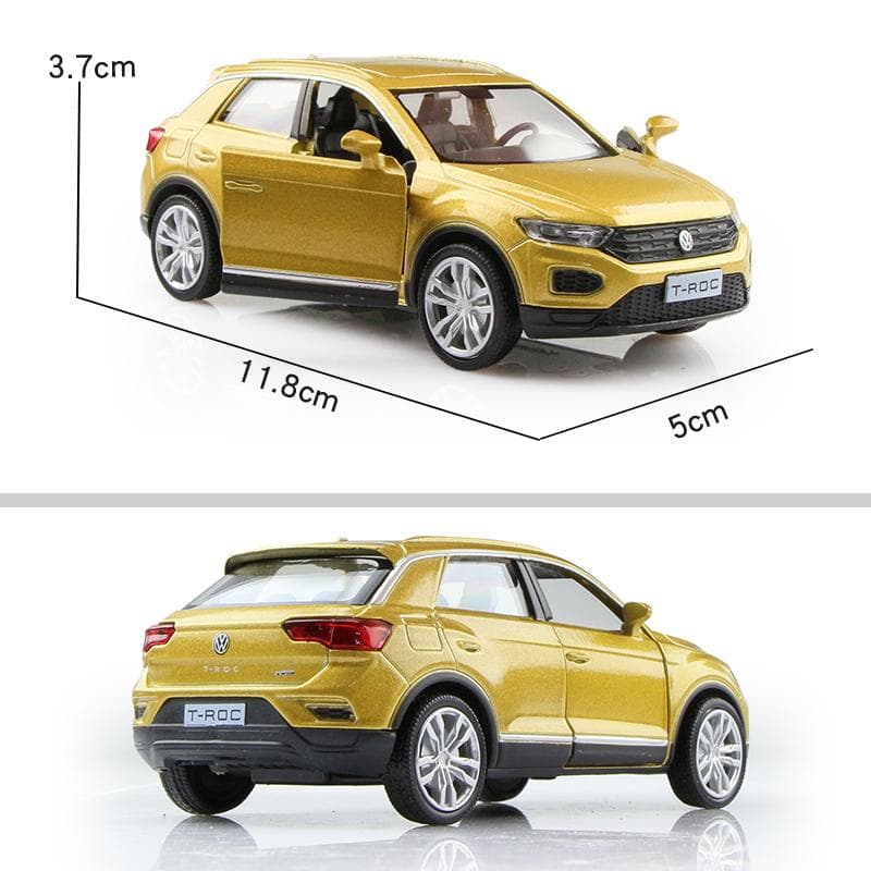 Volkswagen T-ROC SUV Simulation Diecast & Toy Vehicle Pull Back & Doors Open RMZ city 1:36 Alloy Car Model Gifts For Children