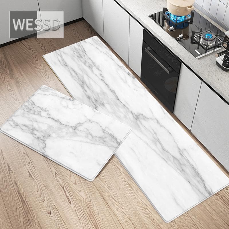 Marble Kitchen Rug Runners Washable Carpet Bthroom Mat Non-slip Soft Absorbent Floor Mat Doormat Indoor Simple Style 50x80+50x160cm 2pcs