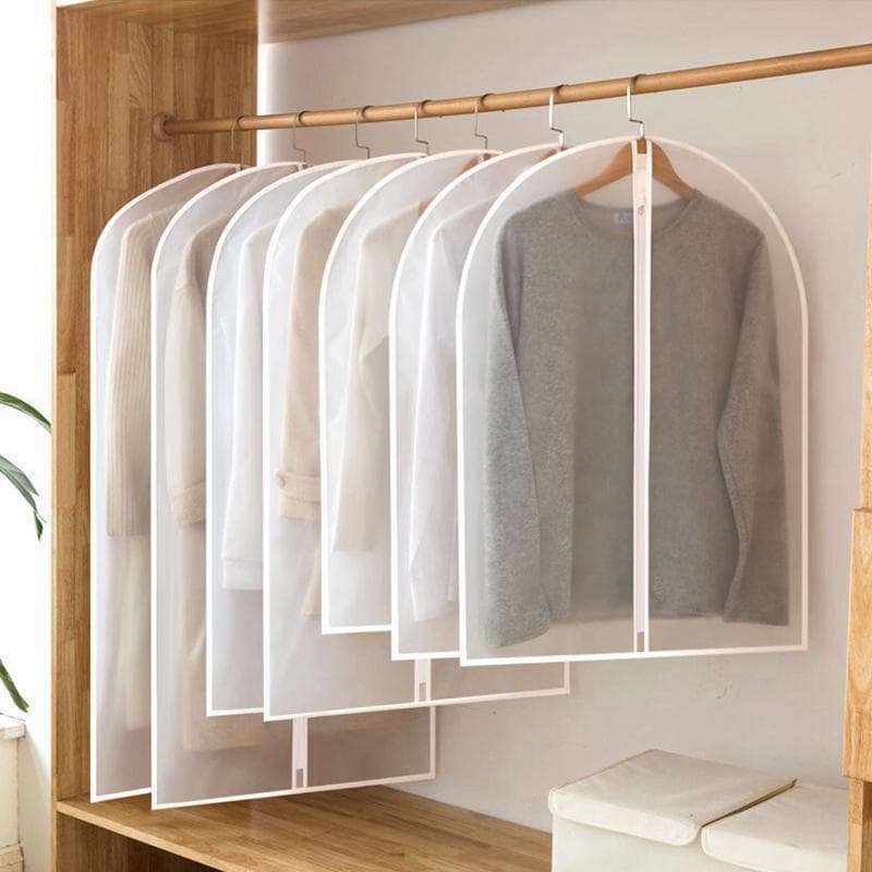 1pc Clothes Hanging Dust cover wedding Dress Cover Suit Coat Storage Bag Garment bags Organizer Wardrobe Hanging Clothing Organizers ZPG Zipper style 60*80 white