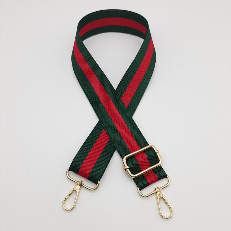 Adjustable Striped Canvas Crossbody Strap for Women's Bags