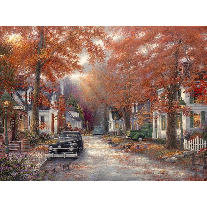 5d Diy Diamond Embroidery Autumn Town Landscape Diamond Painting Cross Stitch Full Round Rhinestone 20X30CM