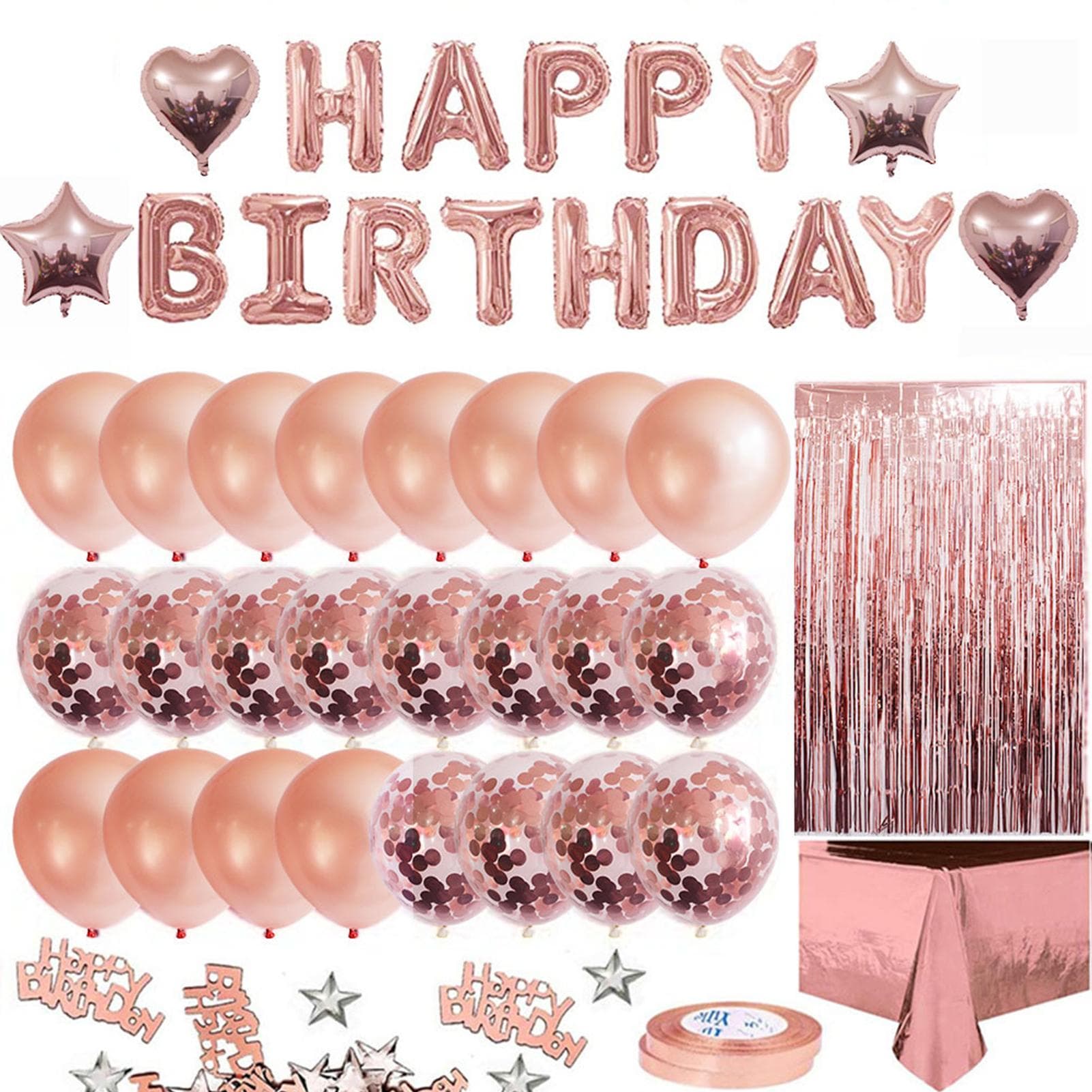 Rose Gold Birthday Party Decorations Set Girls Women Baby Birthday Party Supplies Happy Birthday rose gold