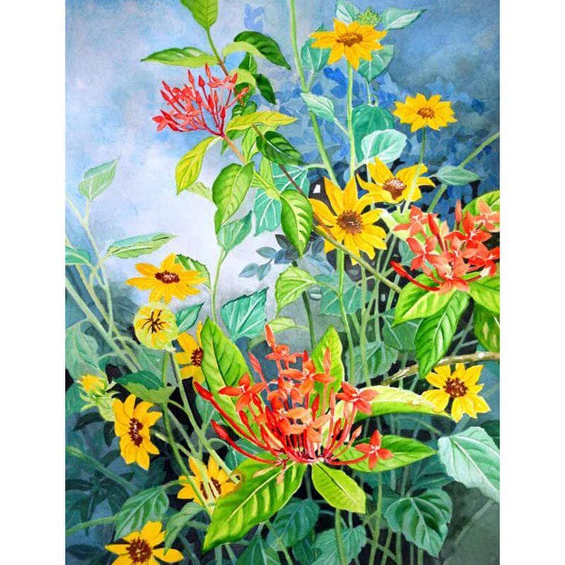 5D DIY Diamond Painting Yellow Flowers Embroidery Cross Stitch Rhinestone Mosaic Home Decor 20X30CM