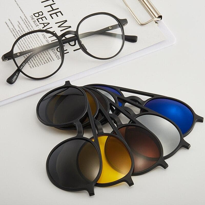 1/6 In 1 Magnetic Clip On Sunglasses For Men Women Polaroid Sun Glasses Frame With Bag