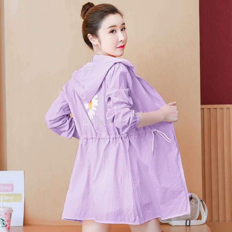 Summer Women's Mid-length Sun Protection Clothing Korean Student Loose Sunscreen Clothes UV Protection Thin Coat XL