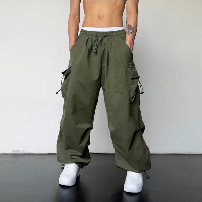 New Summer Work Pants for Men's Japanese Retro Charge Pants Loose Multi-pocket Parachute Casual Trousers M