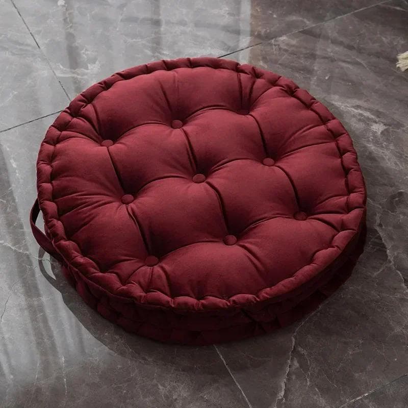 60x60cm Nordic Plain Velvet Tatami Round Cushion Pillow Thickened Winter Sofa Back Cushion Floor Meditation Cushion Futon Round 60x60CM
