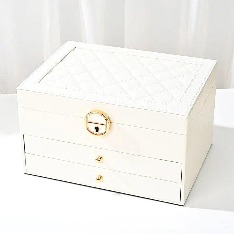 Large Jewelry Storage Box Multi-Layer Organizer For Jewelry Necklace Earring Leather Jewellery Storage Packaging Display Boxes white