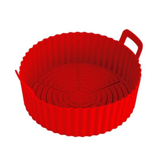 Yousheng Silicone Baking Pan Tray for Air Fryer Reusable Liner Pot Protector with Raised Edge Double Handles Non-Stick Heat-Resistant Kitchen Gadgets red